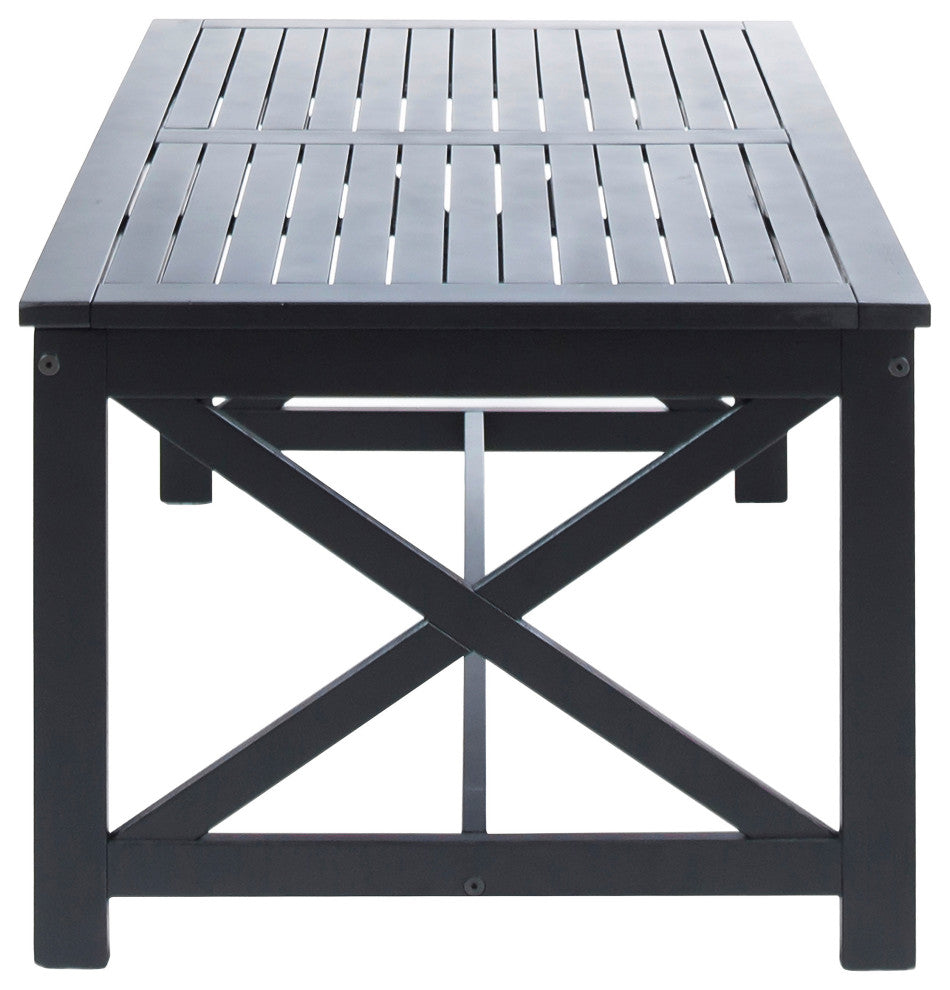 GDF Studio Newman Indoor Farmhouse Finished Acacia Wood Coffee Table, Black