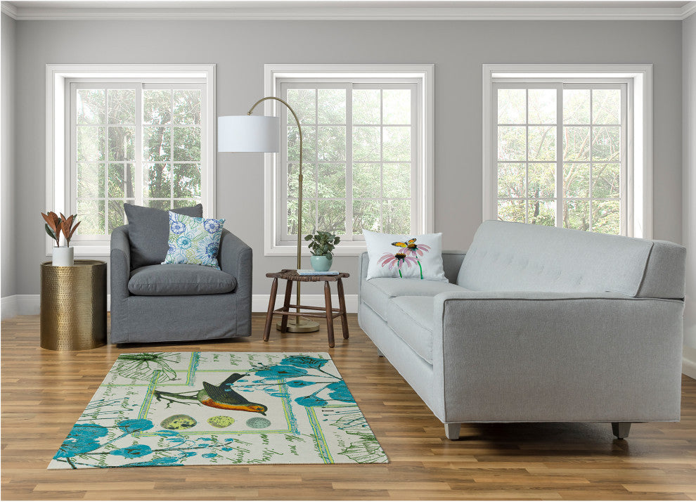 Singing Bird Spring Chenille Rug, Explorer Blue, 4'x6'