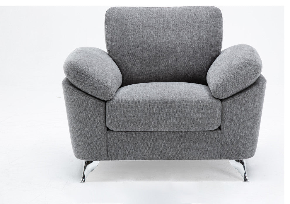 Villanelle Light Gray Linen Sofa Loveseat Chair Living Room Set
