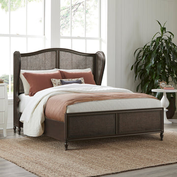 Hillsdale Sausalito Wood Cane Bed, Oiled Bronze, Queen Bed