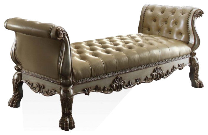Emma Mason Signature Kiwi Button Tufted Bench in Golden Patina