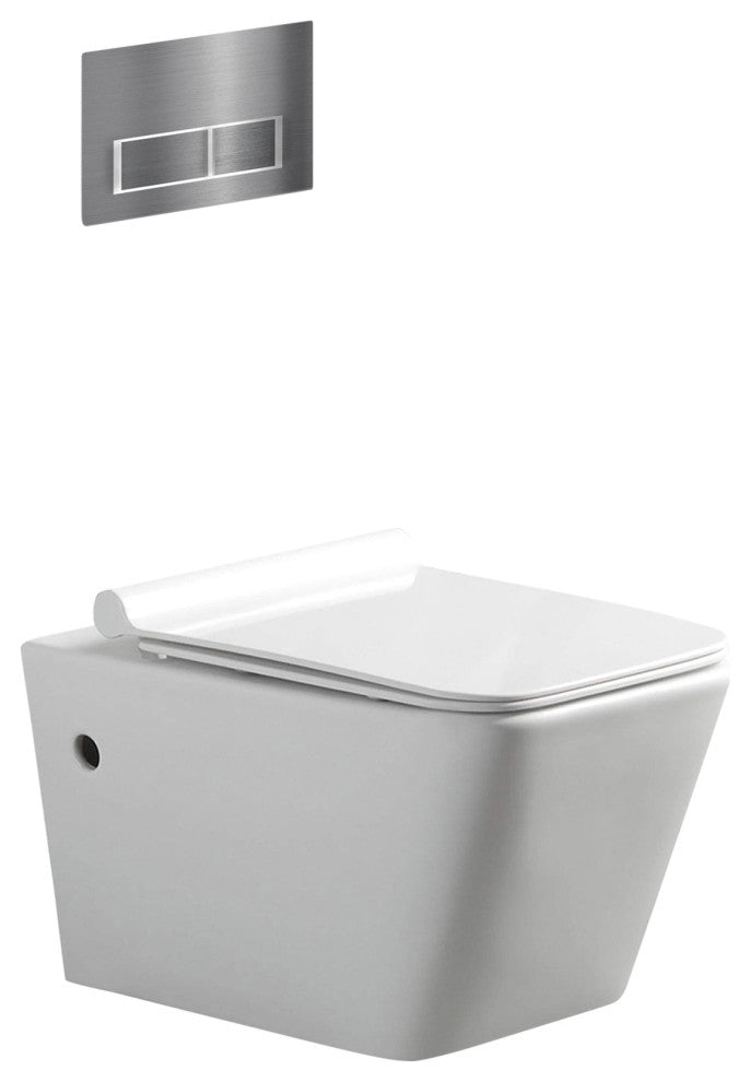 In-Wall Toilet Set, 2"x6" Carrier and Tank, White Square Actuators