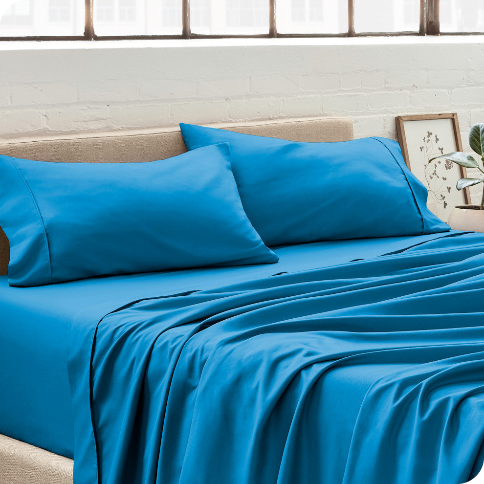 Bare Home Microfiber Pillowcases - Set of 2, Medium Blue, King