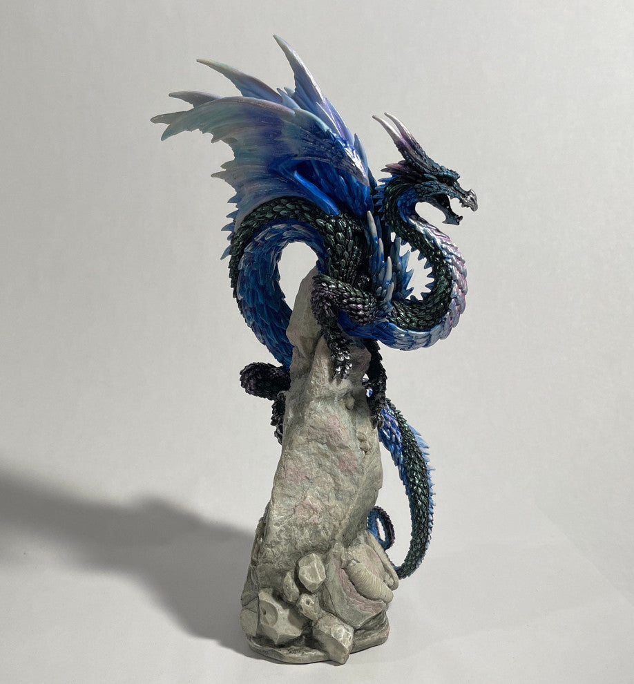 Sapphire Sentinel Dragon Statue Sculpture Figurine Art By Andrew Bill