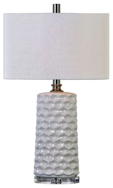 Uttermost 27142-1 Sesia White Honeycomb Table Lamp