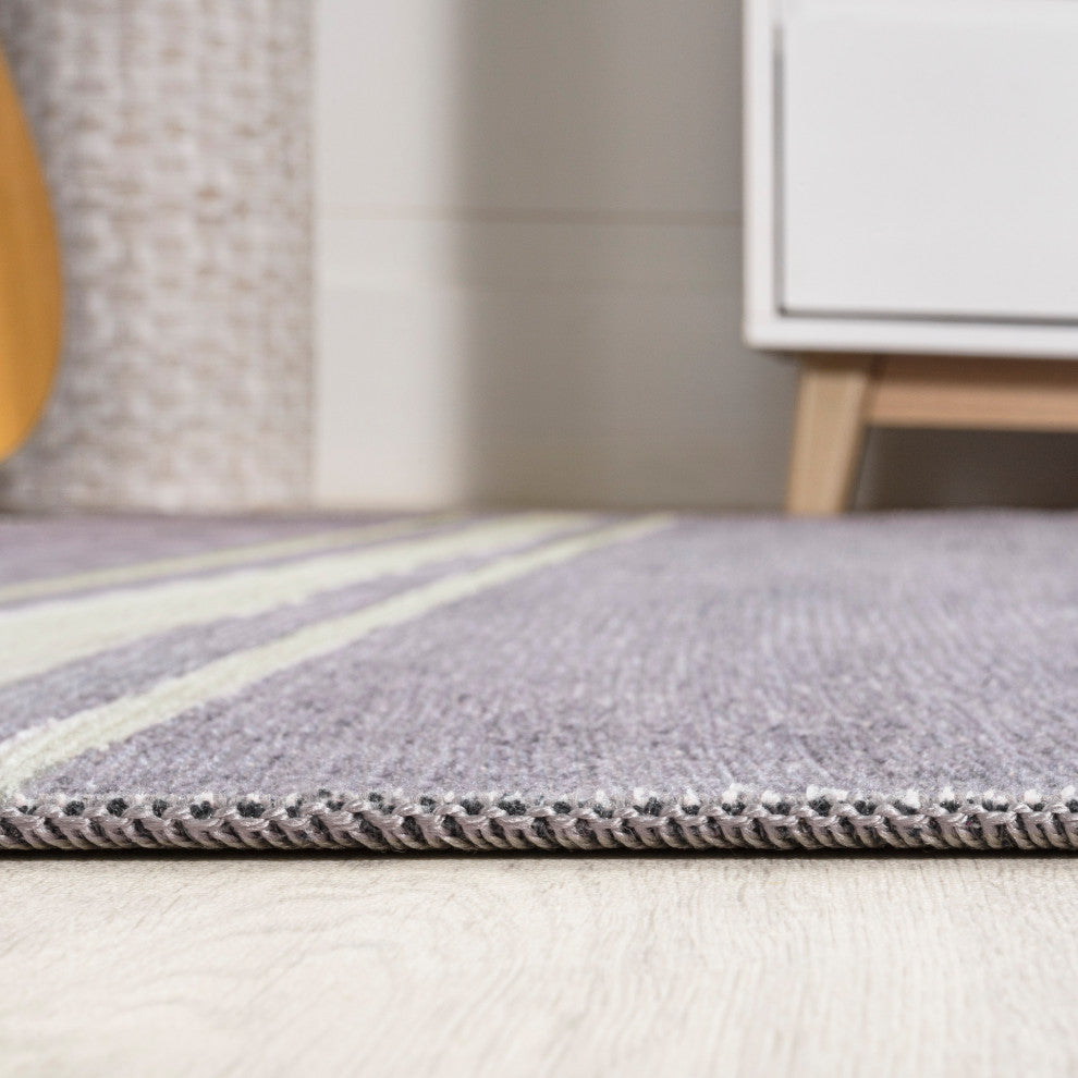 Bande Distressed Ticking Stripe Machine-Washable Area Rug, 8 X 10