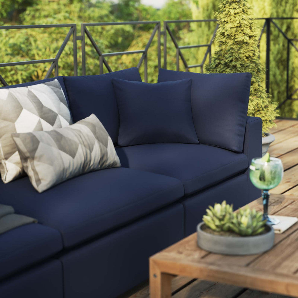 Modular Lounge Deep Sofa, Blue Navy, Modern, Outdoor Patio Bistro Hospitality