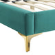 Tufted Platform Bed Frame, Twin Size, Velvet, Teal Blue, Modern Contemporary