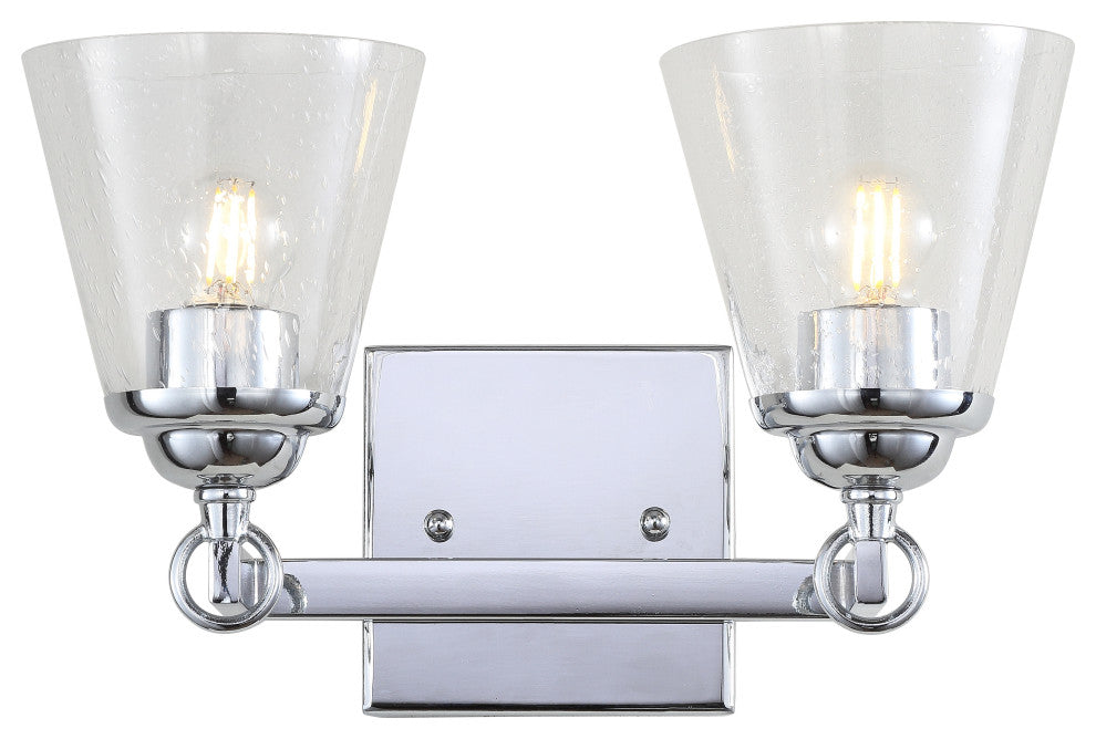 Marion Hurricane Metal, Glass Vanity Light, Chrome, 2-Light