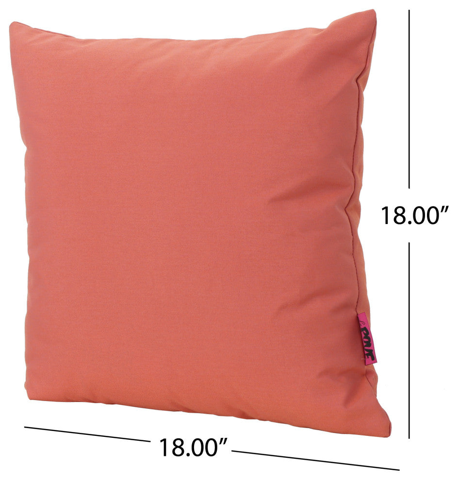 GDF Studio Coronado Outdoor Water Resistant Square Throw Pillow, Coral, Set of 2