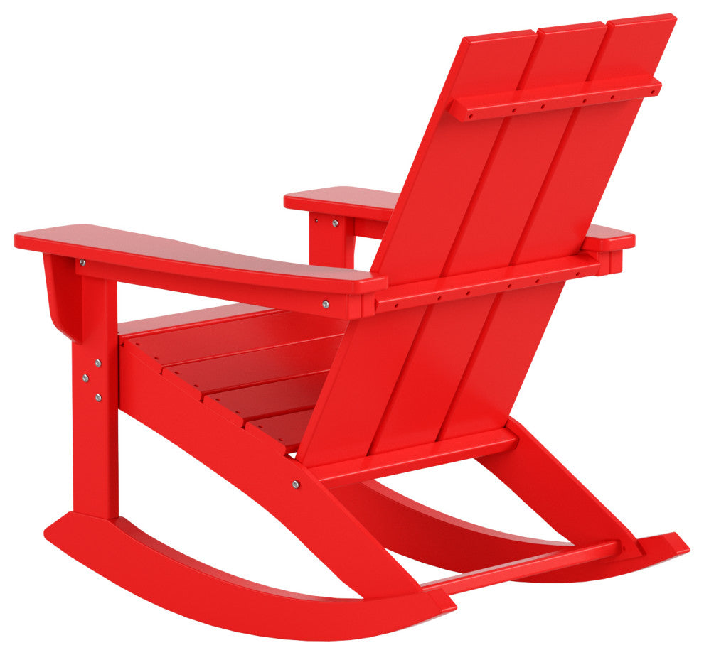 WestinTrends Set of 2 Modern Adirondack Outdoor Rocking Chairs, Red