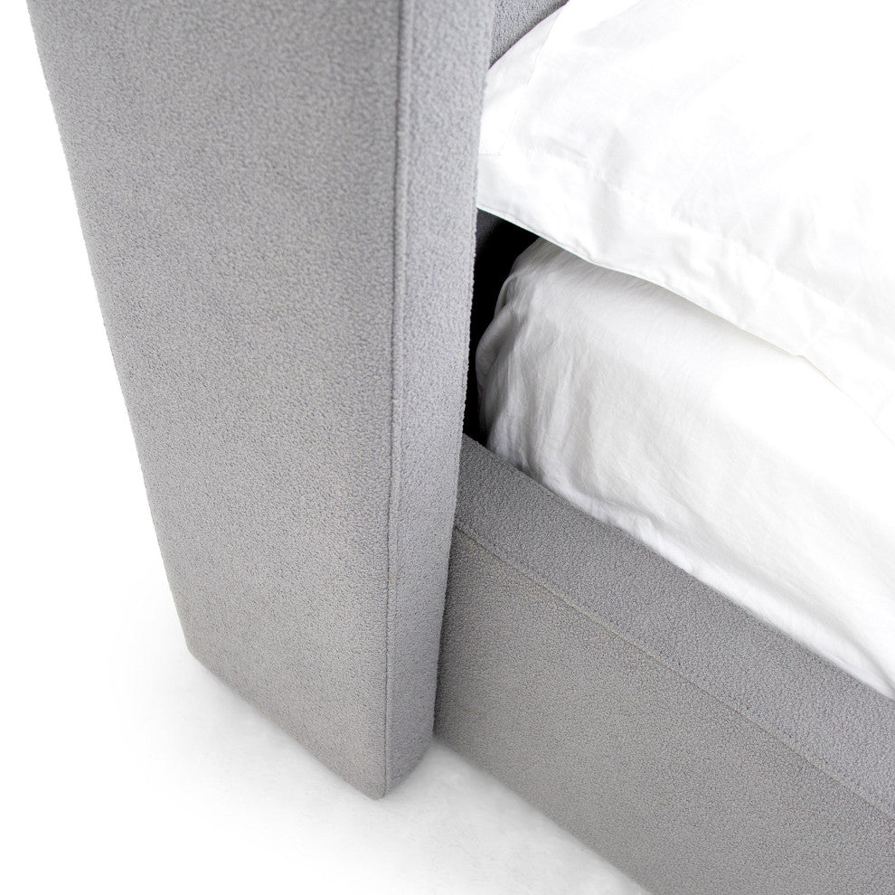 Modrest Byrne Modern Grey Fabric Bed, Queen