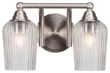 Paramount 2-Light Bath Bar, Brushed Nickel, 5" Clear Textured Glass