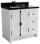 37" Vanity, Glacier Ash With Black Galaxy Top, Left Doors/Left Rectangle Sink