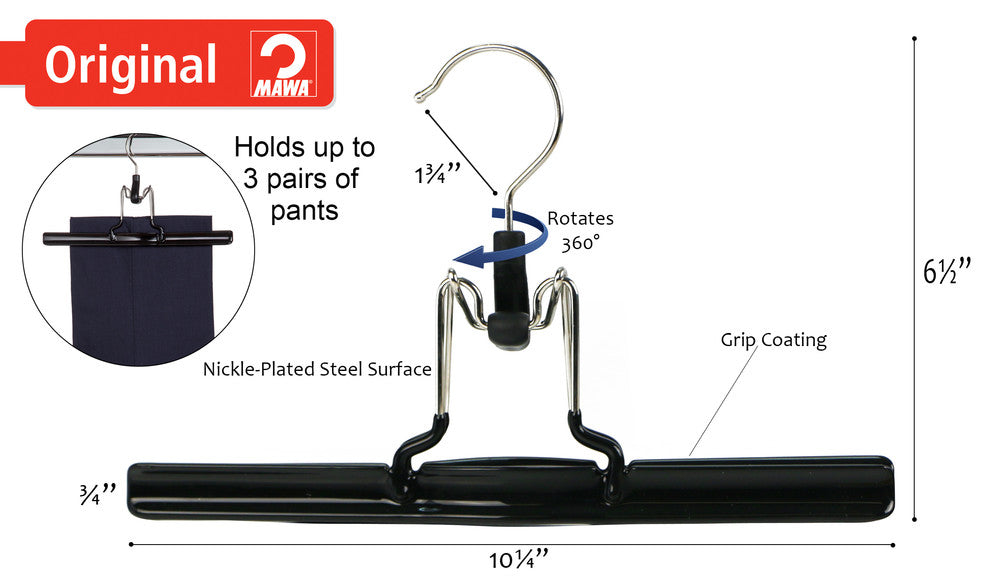 Metal Clamp Hangers, Suitable for Trousers and Skirt, Set of 5, Black