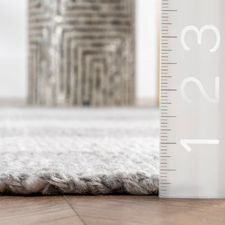 Nuloom Hand Woven Ellis Farmhouse Plaid Fringe Striped Area Rug, Grey 6'x9'