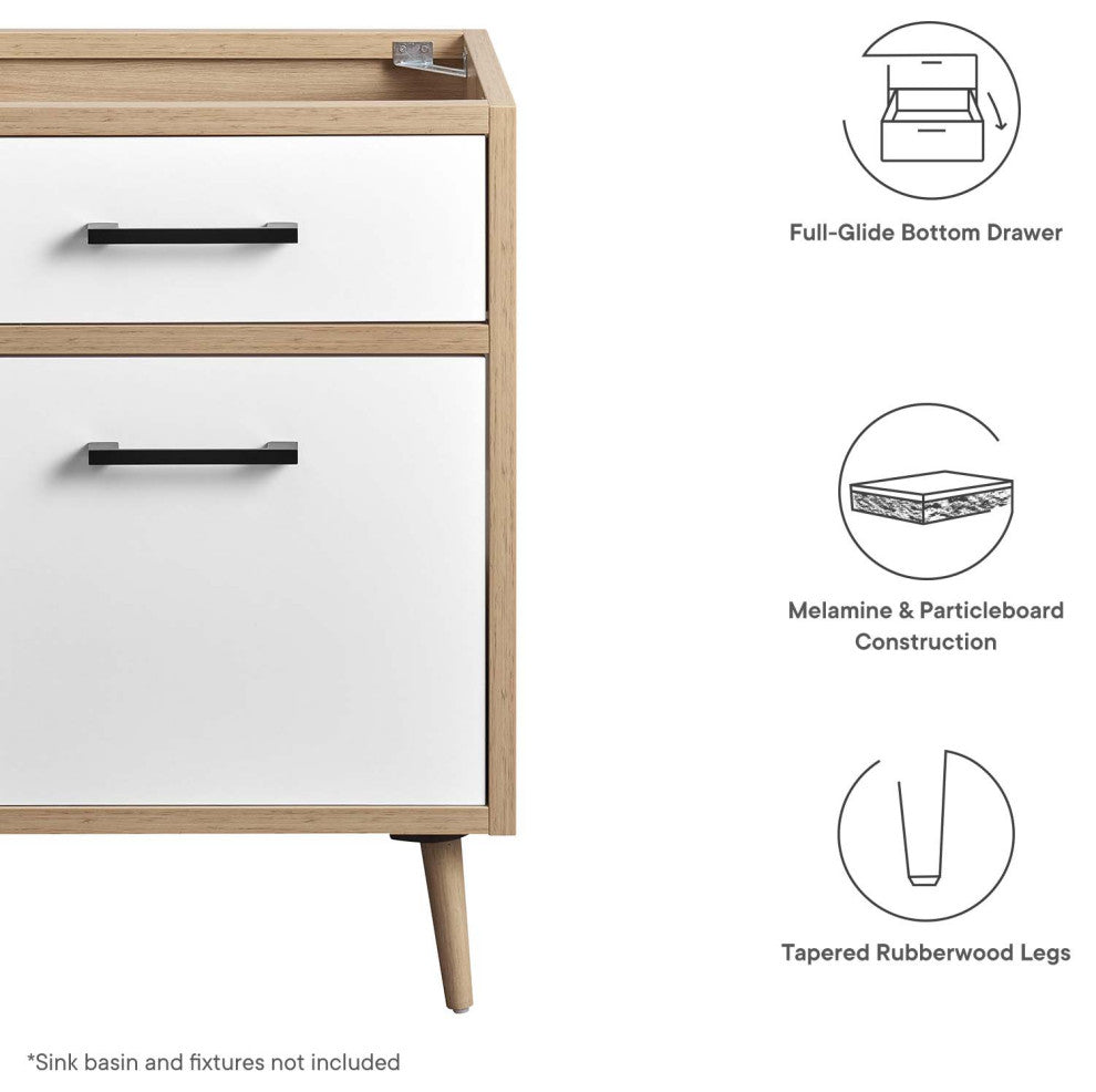 Maverick 24" Bathroom Vanity Cabinet, Sink Basin Not Included, Oak White