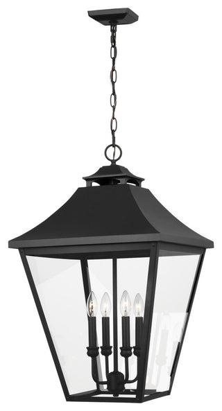 Galena 4-Light Outdoor Exterior Large Pendant Light, Textured Black