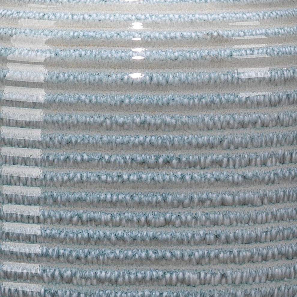 Ribbed Blue Reactive Glaze Table Lamp 25.5 in Ceramic Bottle Shape Farmhouse