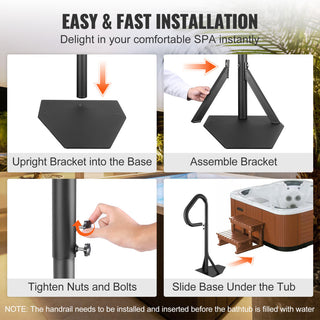 VEVOR Hot Tub Handrail Spa Side Handrail 360 Rotatable 35"-57" Adjustable Height
