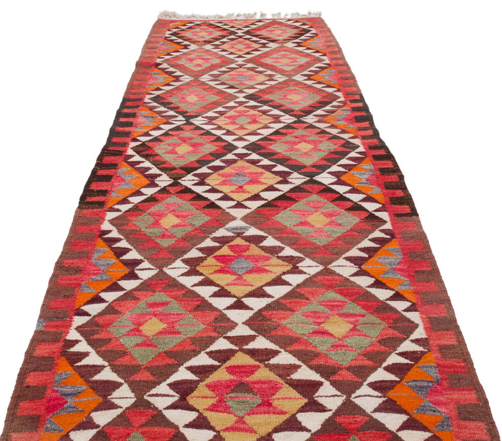 Vintage Turkish Kilim Runner 3' 5" x 10' 4", 41 in. x 124 in.