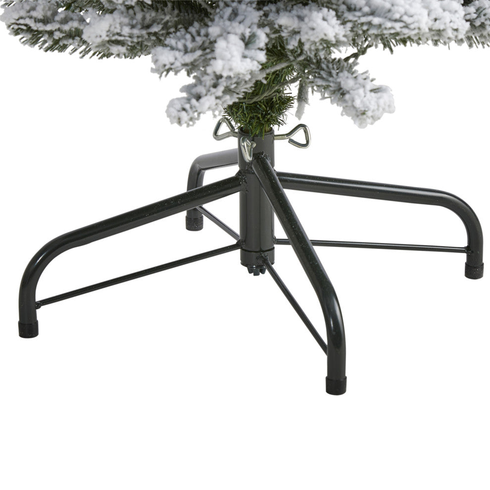 6'' Flocked Pencil Faux Xmas Tree With 300 Clear Lights and 438 Bendable Branches