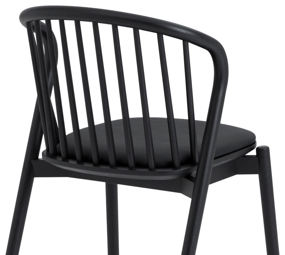 Pasadena Echo 5-Piece Round Dining Set, Black Oak Finish With Black Faux Leather