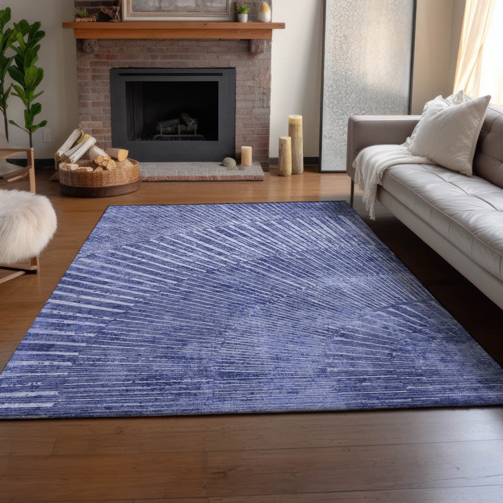 Premium Machine Washable Mayfield AMF542 Navy 8' x 10' Rug