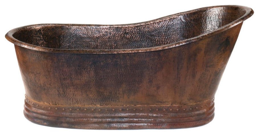 BTS67DB 67'' Hammered Copper Single Slipper Bathtub