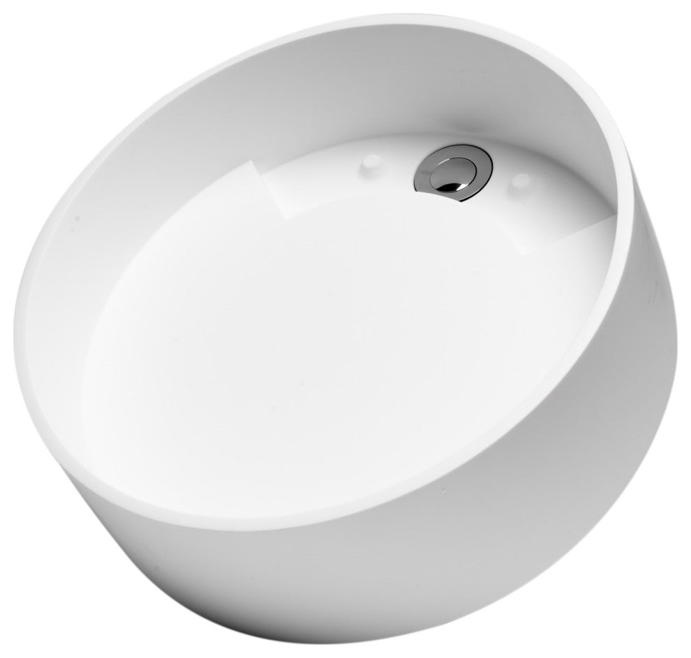15" Round White Matte Solid Surface Resin Sink