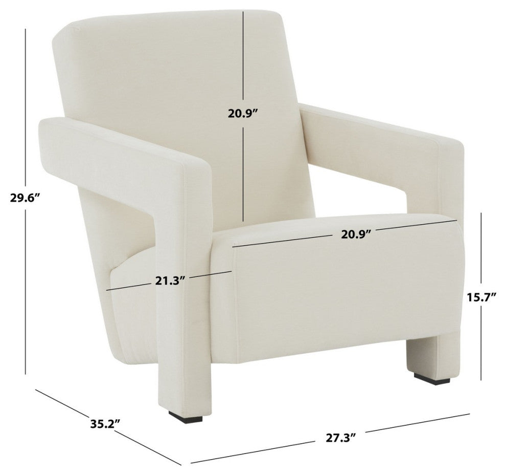 Safavieh Couture Taylor Modern Velvet Accent Chair, Ivory