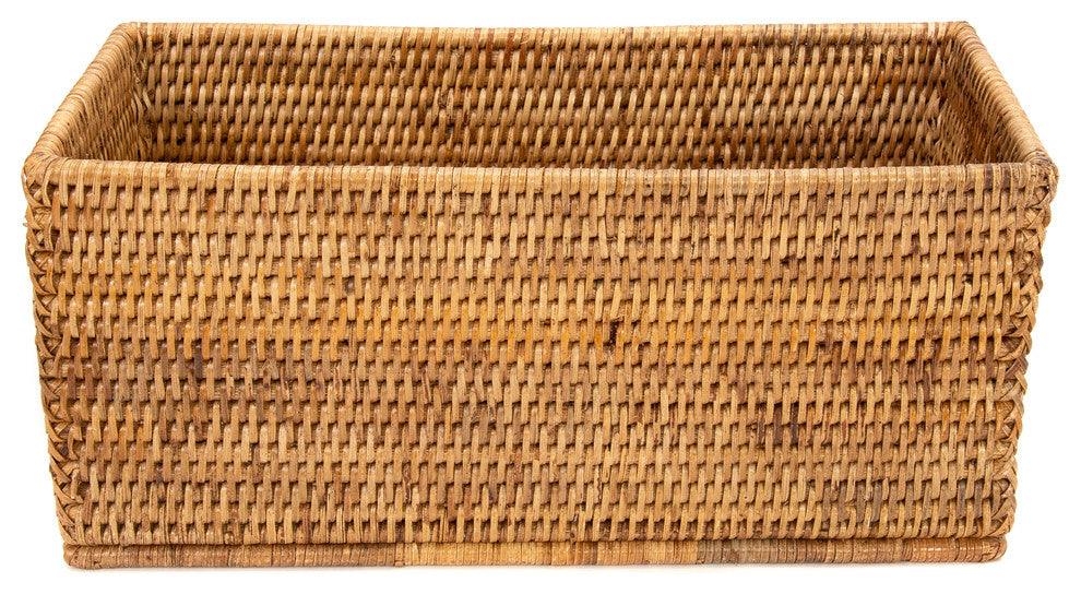 Artifacts Rattan Rectangular Everything Basket, Honey Brown