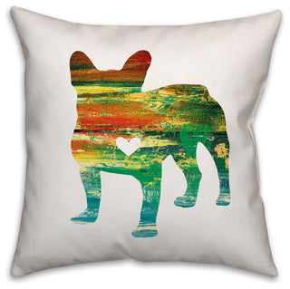 Colorful Silhouette Frenchie 20x20 Spun Poly Pillow