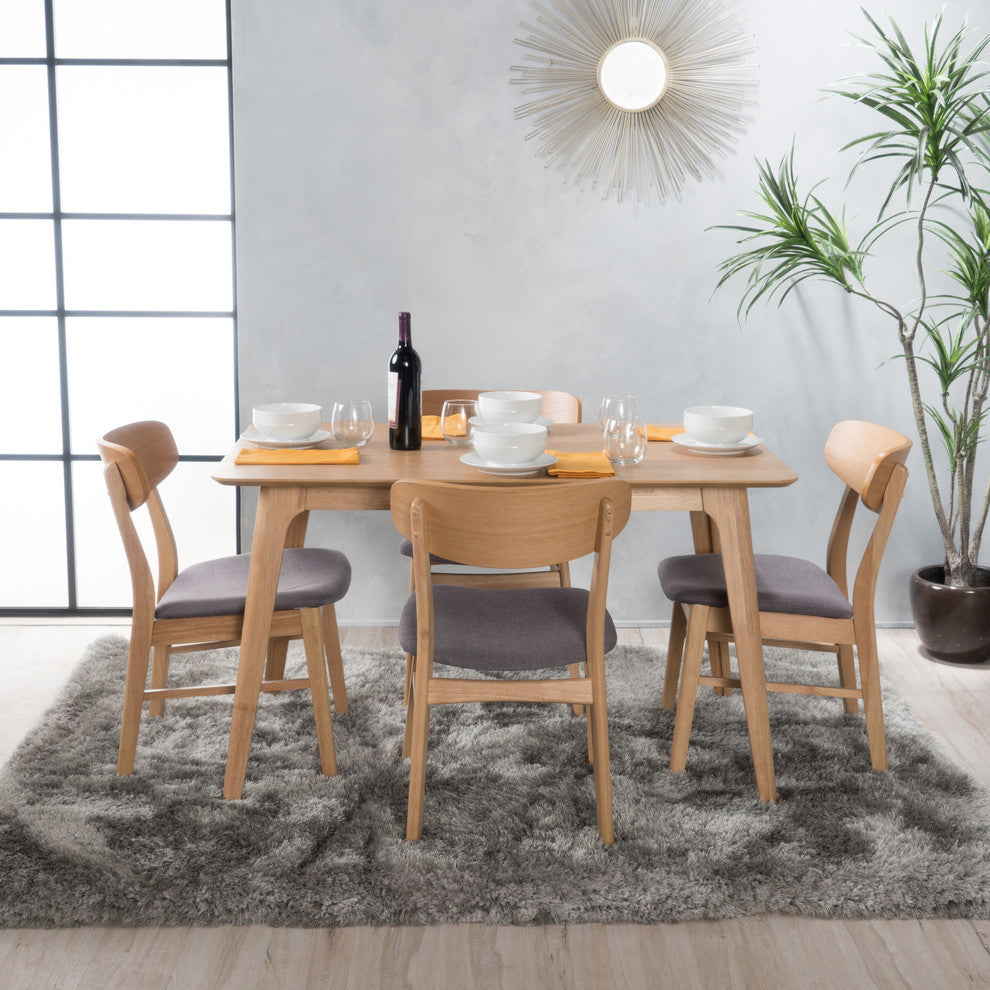 GDF Studio Lucille Mid-Century Modern 5 Piece Dining Set, Dark Gray