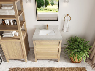Elizabeth Oak 30" Single Sink Vanity, White 2" Pearl Gray