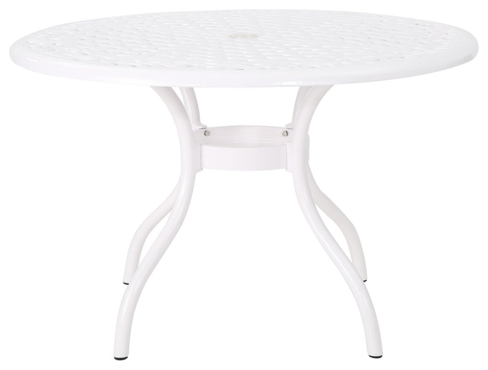 GDF Studio Simon Outdoor Aluminum Round Dining Table, White