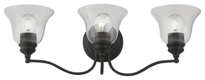 Moreland 3 Light Black Vanity Sconce With Clear Glass