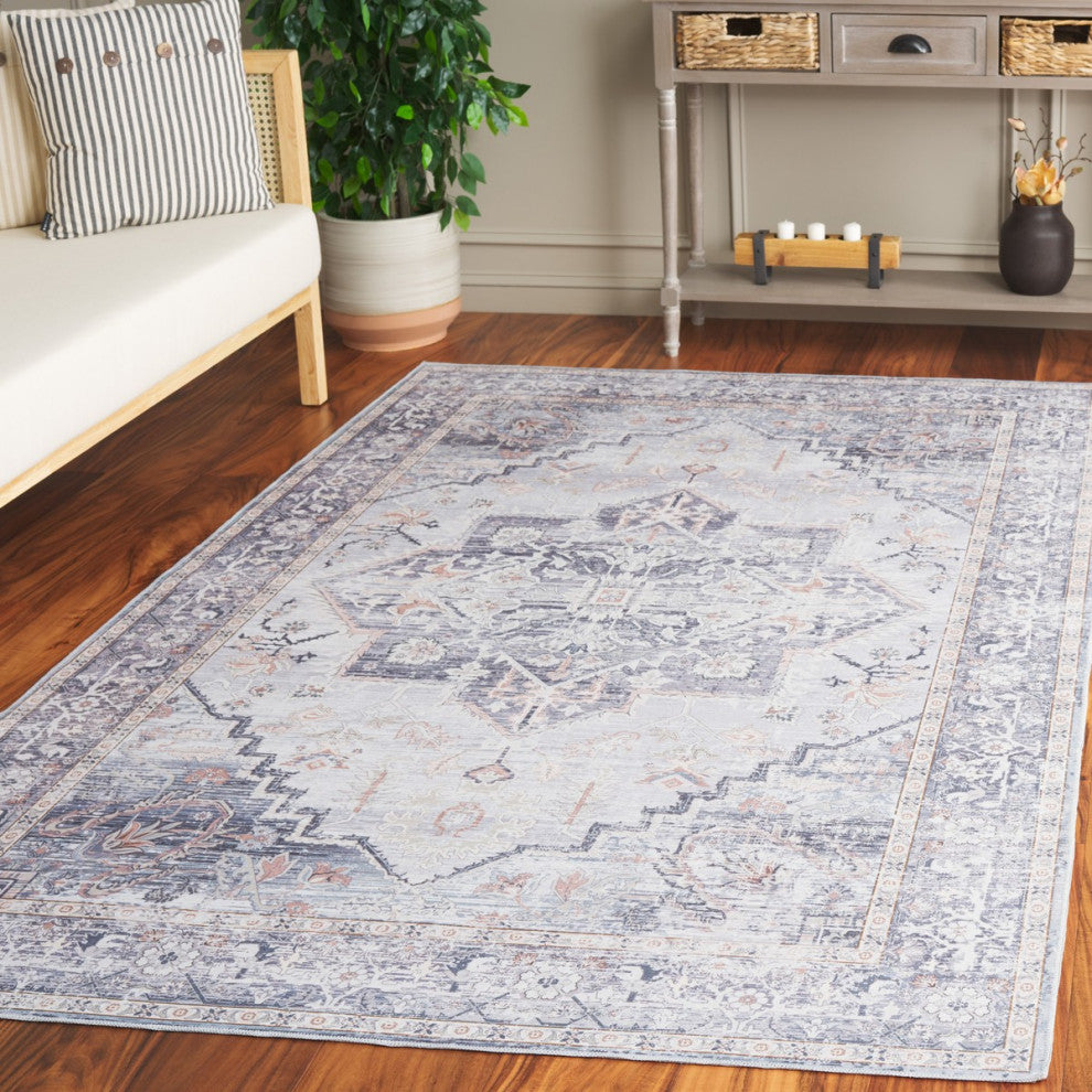 Safavieh Arizona Machine-Washable Collection ARZ137 Rug, Grey/Light Grey, 4'x6'