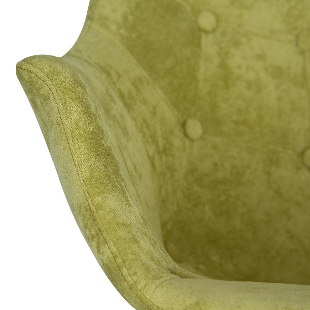 Upholstered Accent Rocking Chair, Velvet With Ash Wood Legs, Lemon Green
