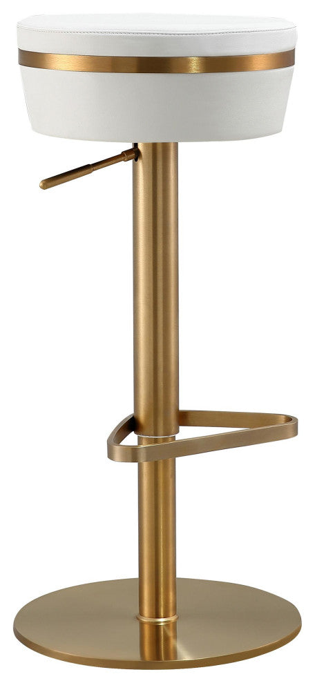 TOV Furniture Astro White and Gold Adjustable Stool