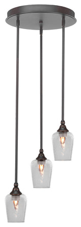 Empire 3-Light Cluster Pendalier, Dark Granite/Clear Bubble