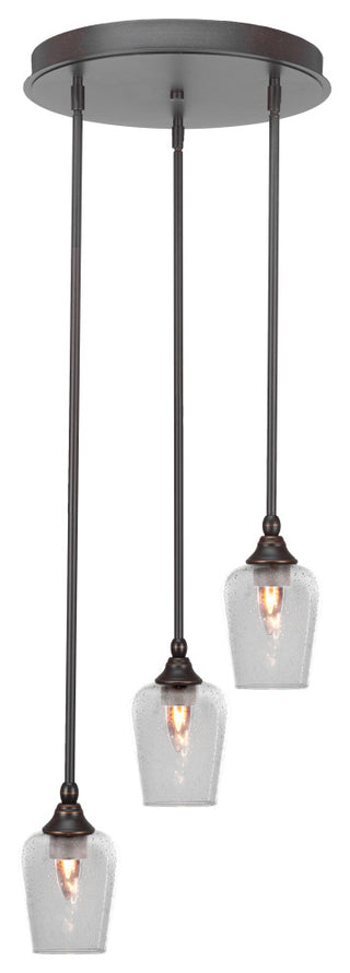 Empire 3-Light Cluster Pendalier, Dark Granite/Clear Bubble