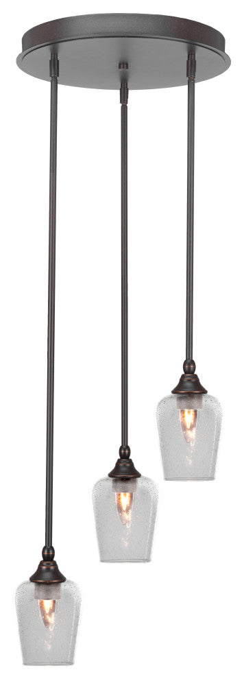 Empire 3-Light Cluster Pendalier, Dark Granite/Clear Bubble