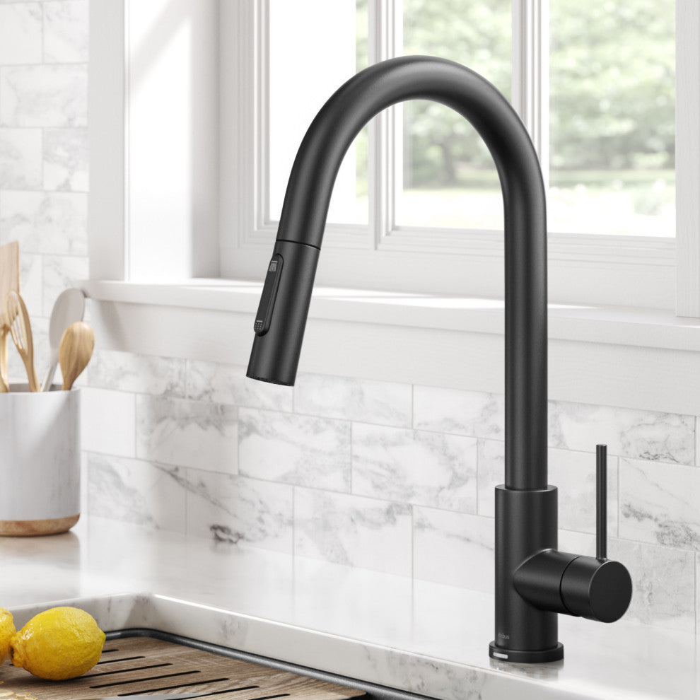 Oletto Pull-Down 1-Hole Kitchen Faucet, Matte Black, Model Ktf-3104mb
