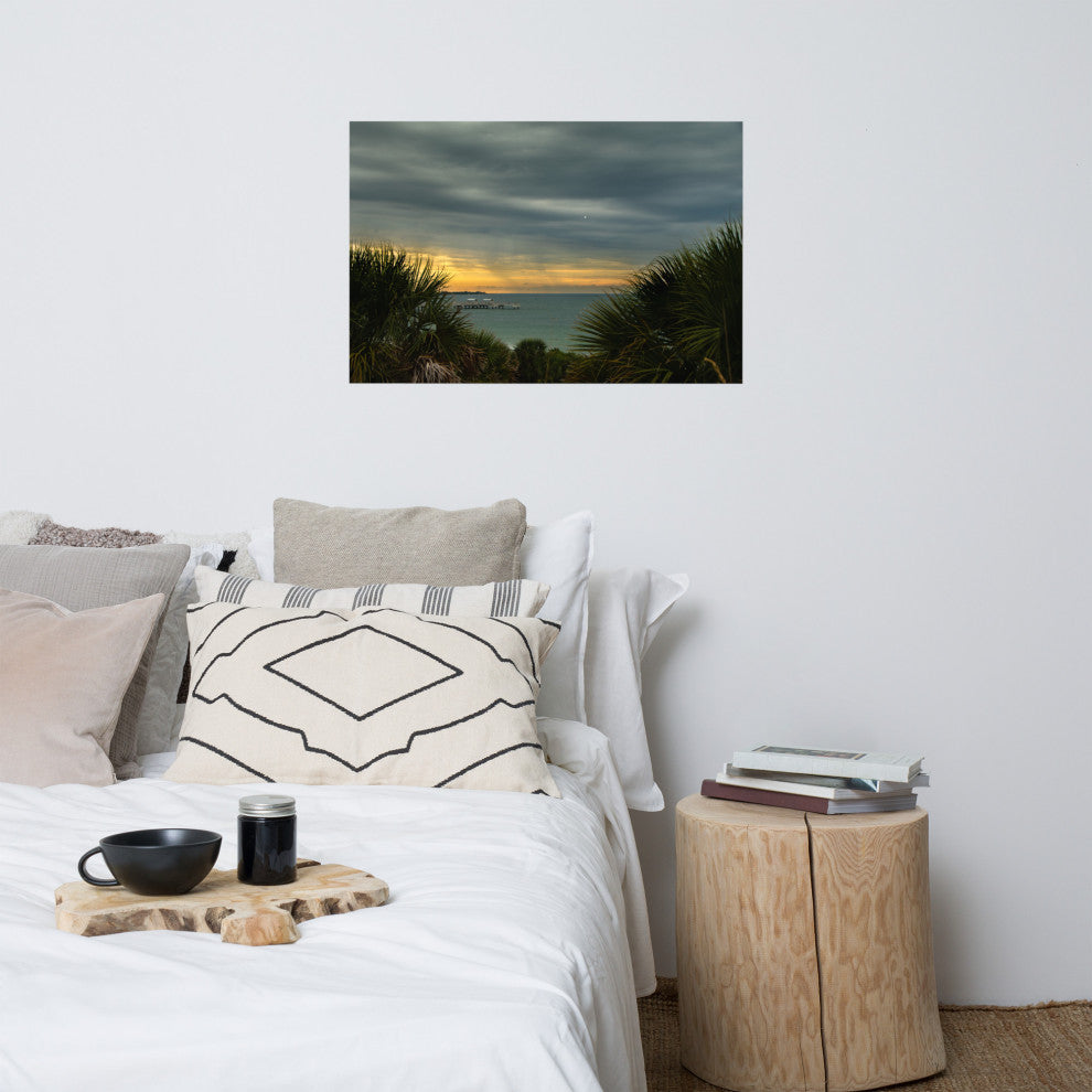 Cloudy Rainy Sunset De Soto Beach Unframed Landscape Photo Wall Art Print, 24" X 36"
