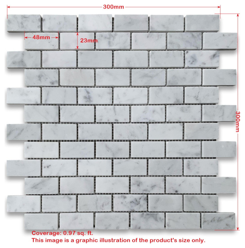 Tumbled Crema Marfil Marble 1x2 Brick Subway Antique Mosaic Tile, 1 sheet