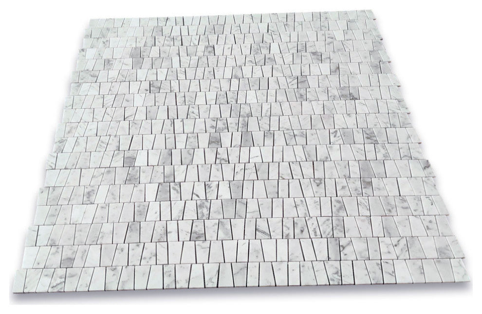 Carrara White Marble Trapezoid Trapazloidal Wall Floor Tile Polished, 1 sheet