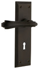 New York Plate With Keyhole Fleur Lever, Oil-Rubbed Bronze, Right-Handed