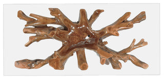 Teak Wood Root Dining Table With Glass Top, 71x40"