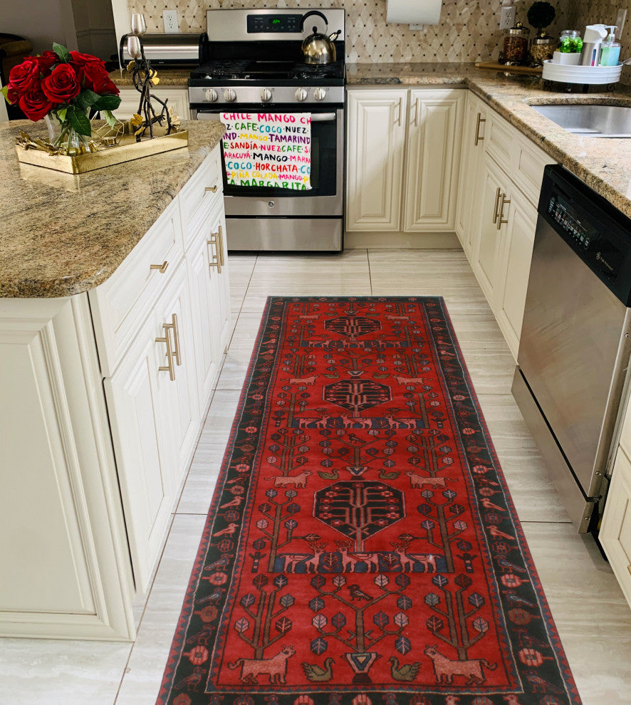 Fine Vintage Distressed Oluwa Red Rug